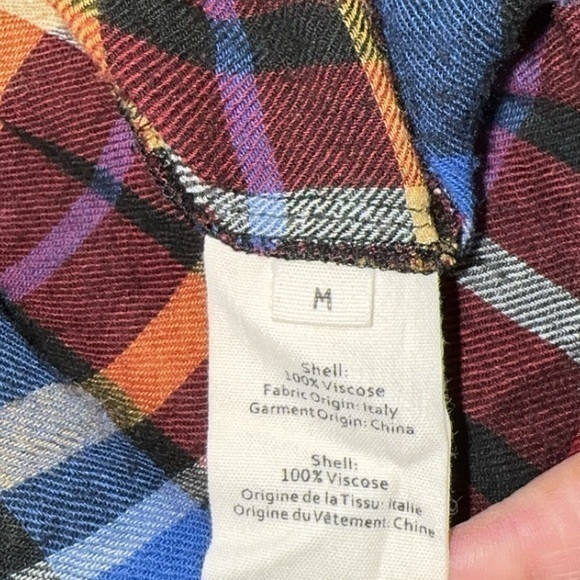 L’Agence Tyler Holly Blue Plaid Lightweight Button Down‎ Shirt Size Medium - Picture 11 of 11